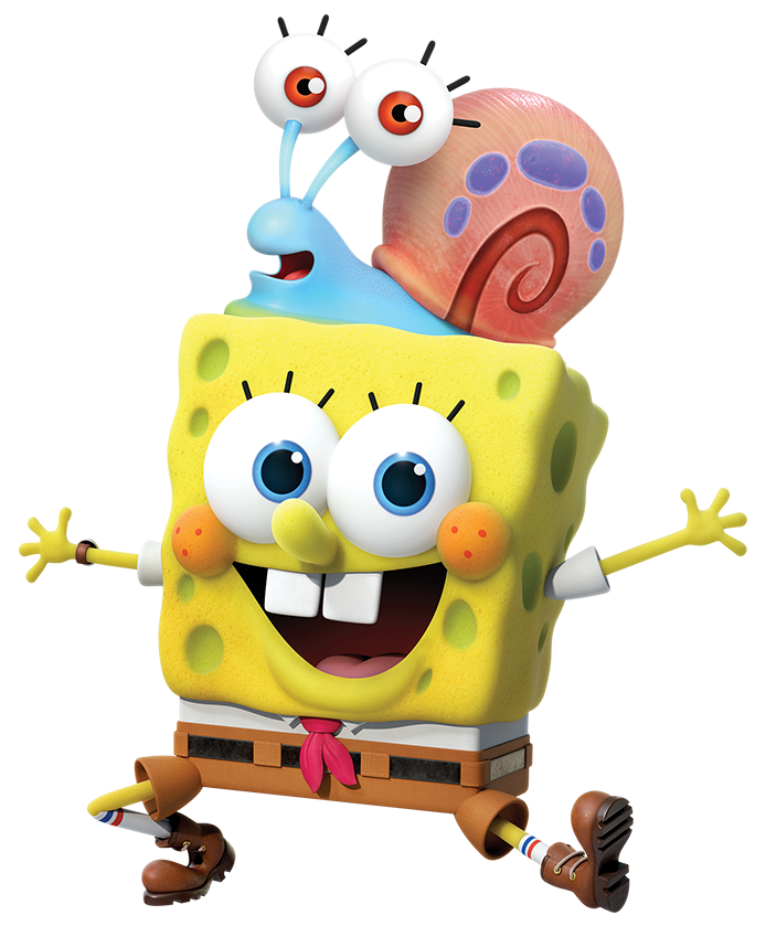 Spongebob and Gary the snail smiling